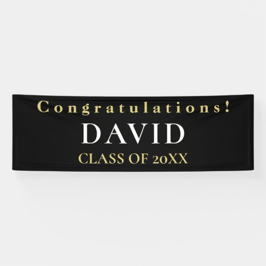 Banderoles Félicitations typographiques Nom Black Graduate (Horizontal)