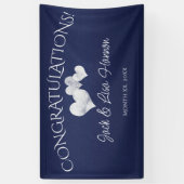 Banderoles Félicitations White Hearts pour le Mariage de la M (Vertical)