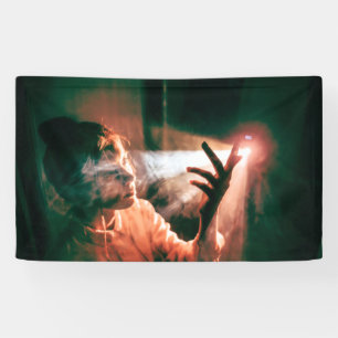 Banderoles Femme dans la lumière et la fumée