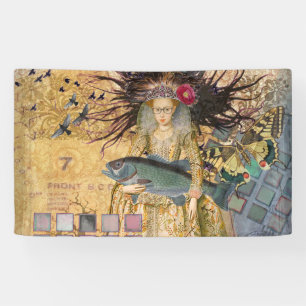 Banderoles Femme Poissons Vintage Classique Gothique