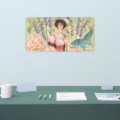 Banderoles Femme victorienne florale rose Régence (Salon professionnel)