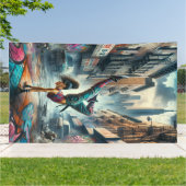 Banderoles Femmes en action de Breakdancer Silhouette de New  (Dehors)