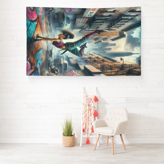 Banderoles Femmes en action de Breakdancer Silhouette de New (Insitu)