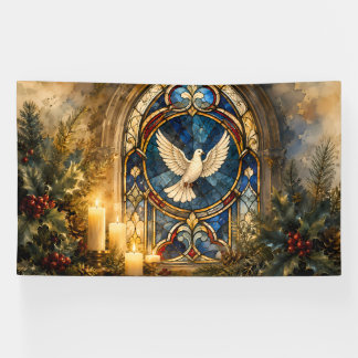 Banderoles Fenêtre de Noël Colombe en Verre Coloré