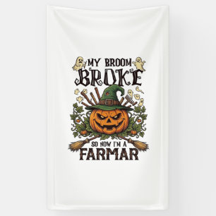 Banderoles Ferme Broom Broke Citrouille d'Halloween Sorcière