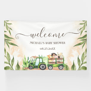 Banderoles Ferme d'animaux à l'aquarelle Tracteur Baby Shower