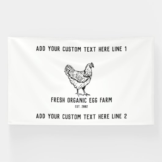 Banderoles Ferme d'oeufs bio Ferme de poulet rustique (Horizontal)