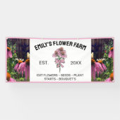 Banderoles Ferme Fleurie Moderne Rose et Blanc à Deux Photos (Horizontal)