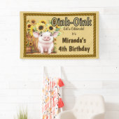 Banderoles Ferme Porc Tournesols Basse-cour 4e Anniversaire (En situation)
