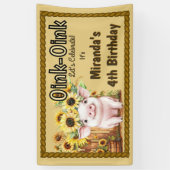 Banderoles Ferme Porc Tournesols Basse-cour 4e Anniversaire (Vertical)