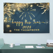 Banderoles Festive feux d'artifice Joyeux Nouvel An Bleu et O (Salon professionnel)
