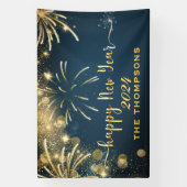 Banderoles Festive feux d'artifice Joyeux Nouvel An Bleu et O (Verticale)