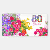 Banderoles Fête 80e anniversaire fleurs florales bouquet bann (Horizontal)