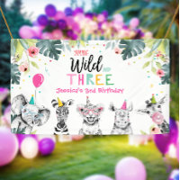 Fête Animaux Safari Girl Troisième anniversaire Co