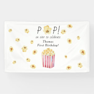 Banderoles Fête Anniversaire de enfant de Popcorn Watercolor