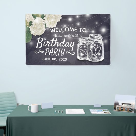 Banderoles Fête Anniversaire Mason Jars String Fleurs (Salon professionnel)