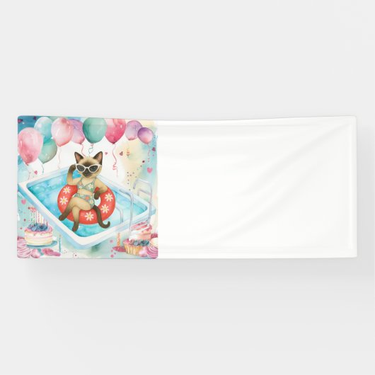 Banderoles Fête au bord de la piscine pour les amoureux des c (Horizontal)
