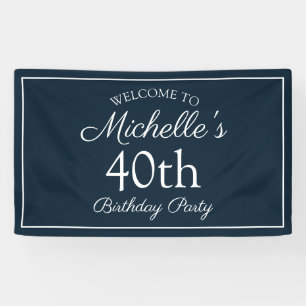 Banderoles Fête d'anniversaire 40 ans Bleu marine Blanc