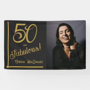 Banderoles Fête d'anniversaire 50 ans Black and Gold 50 & Fab