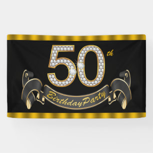 Banderoles Fête d'anniversaire 50 ans Black Gold