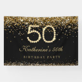 Banderoles Fête d'anniversaire 50 ans Glam Gold Diamonds (Horizontal)