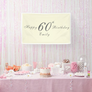 Banderoles Fête d'anniversaire 60 ans Crème Élégant Moderne