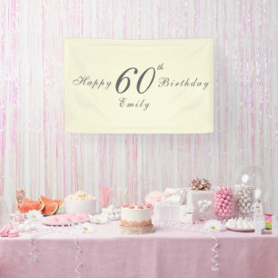 Banderoles Fête d'anniversaire 60 ans crème élégante moderne