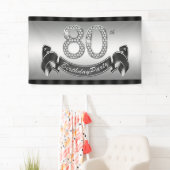 Banderoles Fête d'anniversaire 80 ans argent (En situation)
