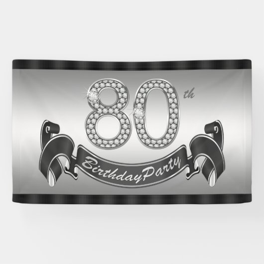 Banderoles Fête d'anniversaire 80 ans argent (Horizontal)