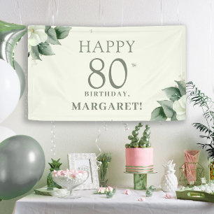Banderoles Fête d'anniversaire 80 ans élégante florale