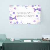 Banderoles Fête d'anniversaire à thème de sirène violet (Salon professionnel)