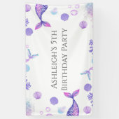 Banderoles Fête d'anniversaire à thème de sirène violet (Vertical)