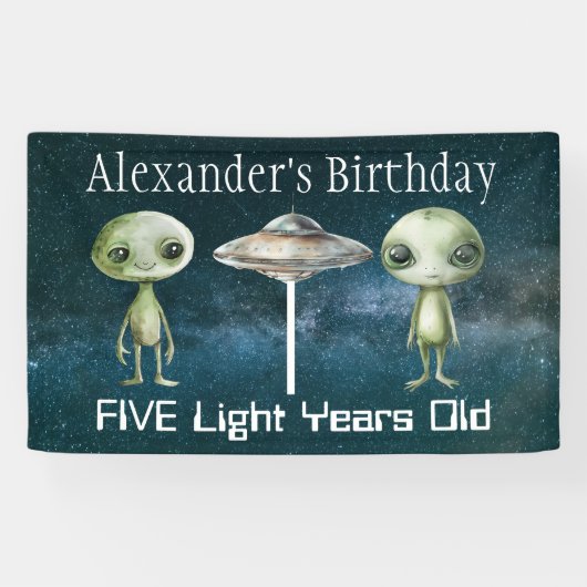 Banderoles Fête d'anniversaire Alien (Horizontal)
