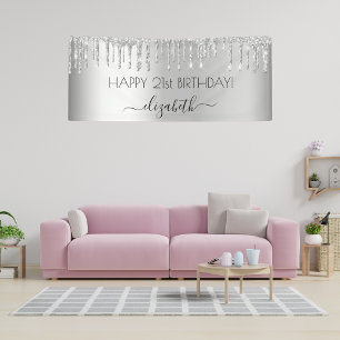 Banderoles Fête d'anniversaire argent parties scintillant éti