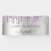 Banderoles Fête d'anniversaire argent violet parties scintill (Horizontal)
