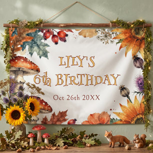 Banderoles Fête d'anniversaire automnale en aquarelle dans un