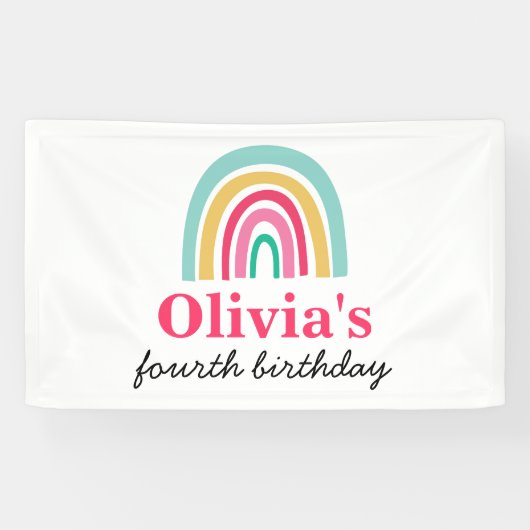 Banderoles Fête d'anniversaire aux couleurs vives Rainbow (Horizontal)