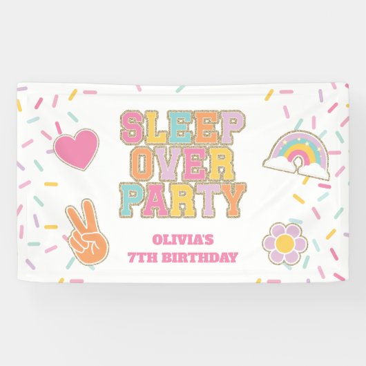 Banderoles Fête d'anniversaire avec nuitée Preppy Patch (Horizontal)