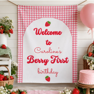 Banderoles Fête d'anniversaire Berry Sweet Strawberry 1 an