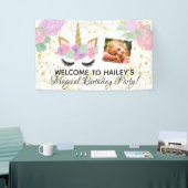 Banderoles Fête d'anniversaire blanche/rose de licorne de (Salon professionnel)