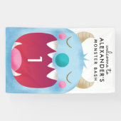 Banderoles Fête d'anniversaire bleue de coup de monstre (Horizontal)