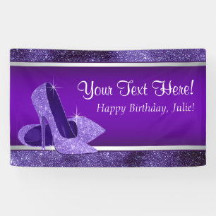 Banderoles Fête d'anniversaire chaussure à talon haut violet