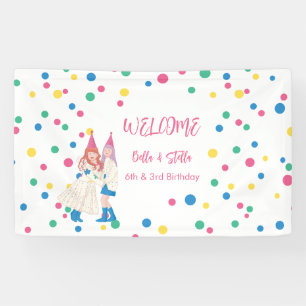 Banderoles Fête d'anniversaire conjointe des sœurs Pastel