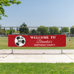 Banderoles Fête d'anniversaire de 10 ans Football Rouge Garço