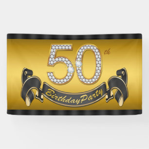 Banderoles Fête d'anniversaire de 50 ans en or