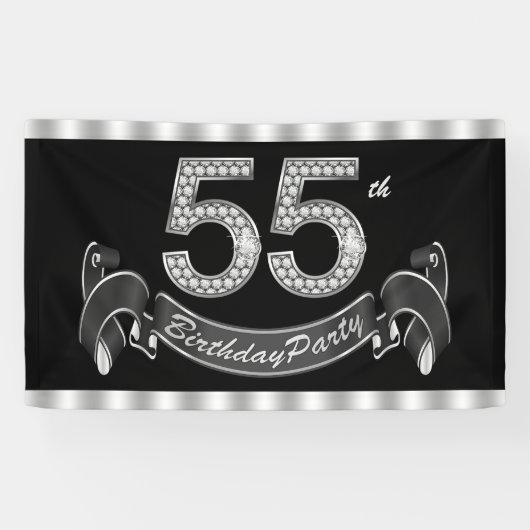 Banderoles Fête d'anniversaire de 55 ans (Horizontal)