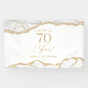 Banderoles Fête d'anniversaire de 70 ans en Agate Or Blanc Él
