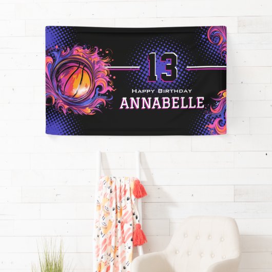 Banderoles Fête d'anniversaire de basket-ball (En situation)