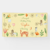 Banderoles fête d'anniversaire de chats et fleurs mégalithiqu (Horizontal)