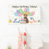 Banderoles Fête d'anniversaire de chien Aussiedoodle au Tan a (En situation)